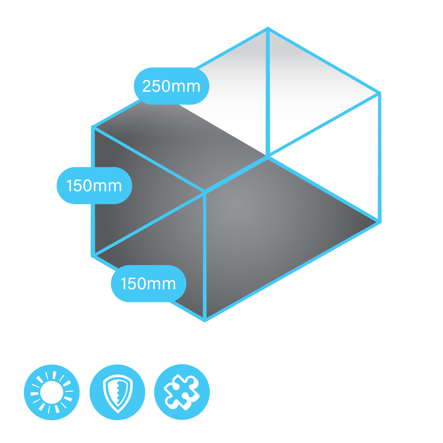 Display Cases (250 x 150 x 150mm) Mirrored