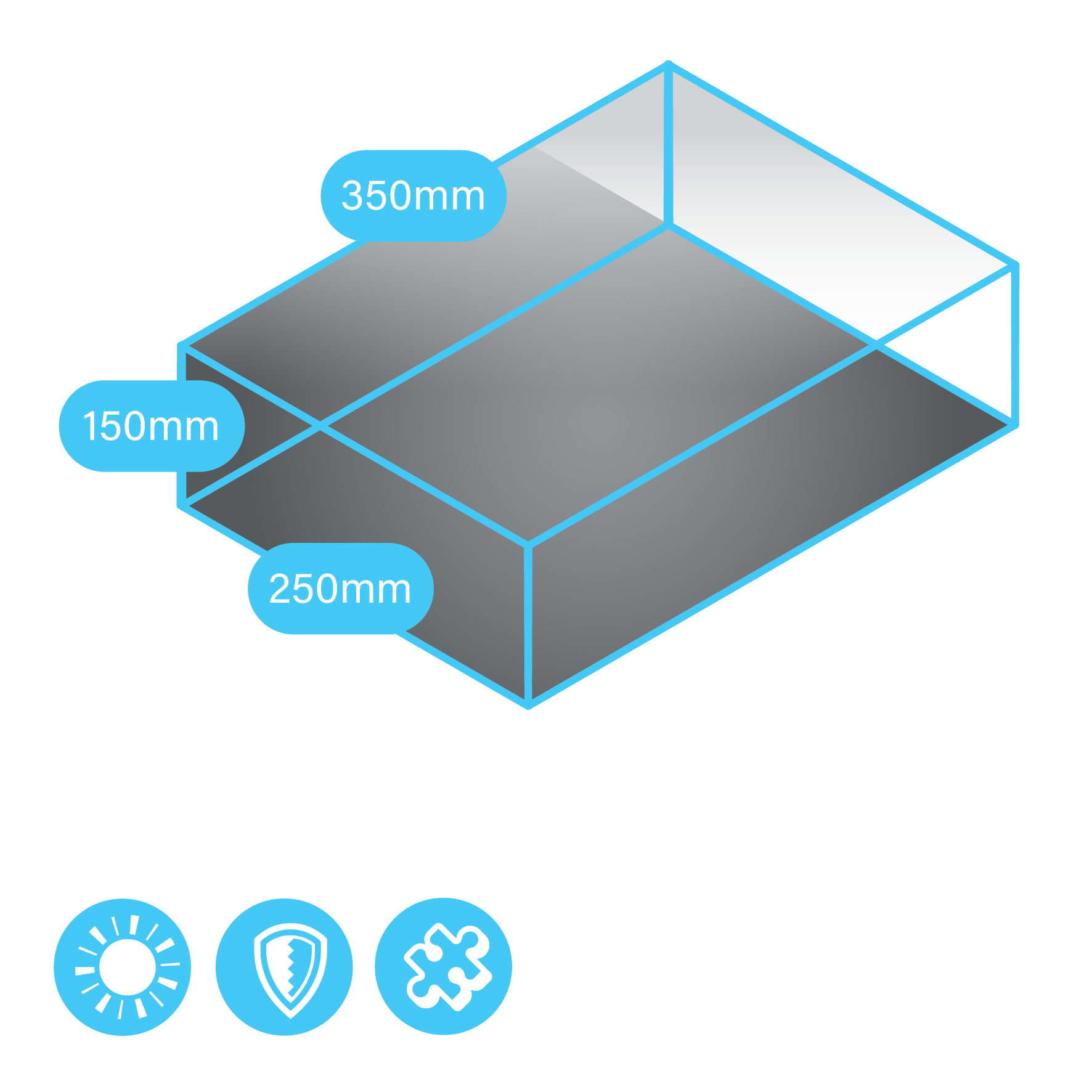 Display Cases (350 x 250 x 150mm) Mirrored